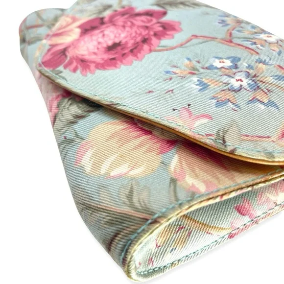 🪻RARE 🌷Vintage Ralph Lauren Floral Envelope Clutch Crossbody in Light Blue - Picture 8 of 15